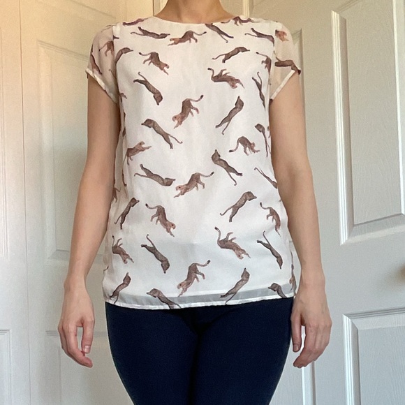 Vero Moda Cream Colour Sheer Leopard Top - Picture 3 of 16